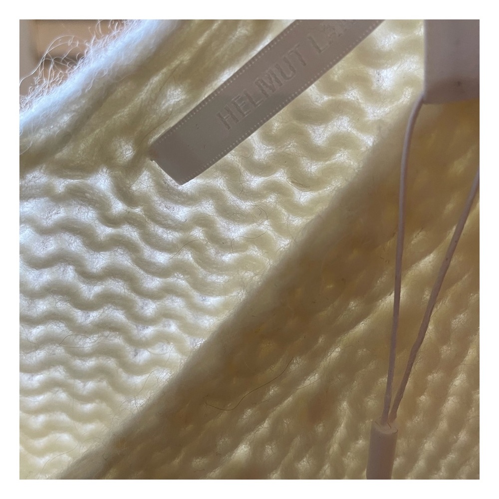 NWT Helmut Lang Wide Double V-Neck Chunky Knit Sweater in Ivory - Picture 8 of 15